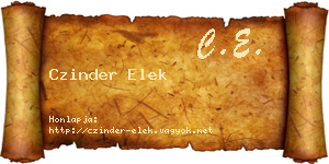 Czinder Elek névjegykártya
